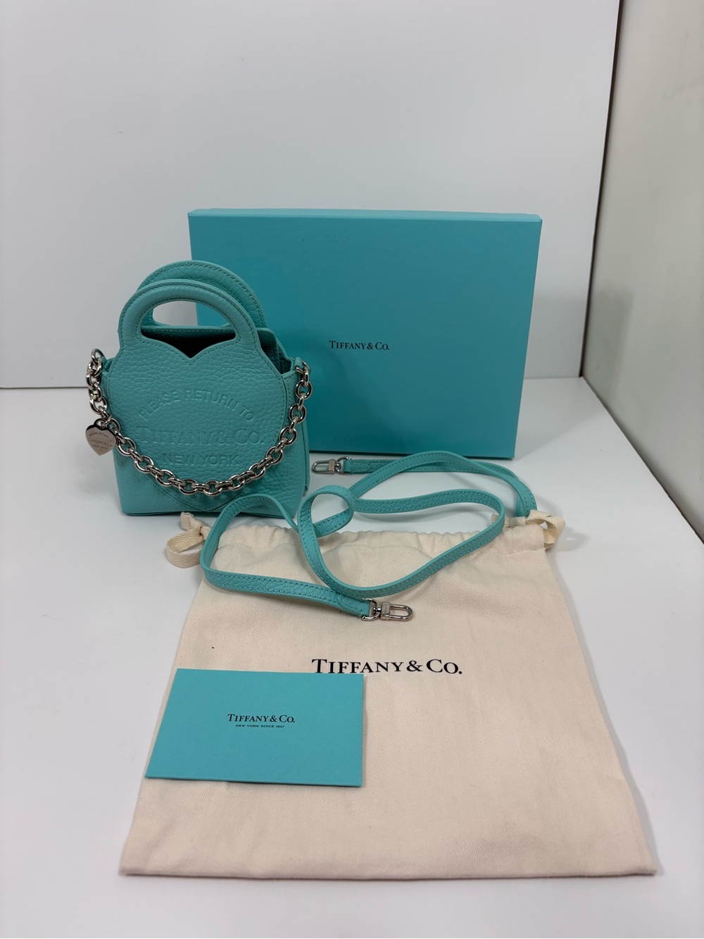 Tiffany & Co. Mini Tote in Tiffany Blue with Silver Chain